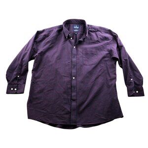 Stafford Mens Wrinkle-Free Oxford Dress Shirt 18 Neck Size Regular Fit Checkered